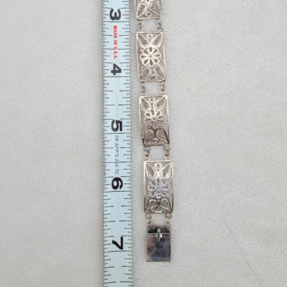 Vintage Sterling Silver Panel Bracelet approx 7" - Picture 2 of 5